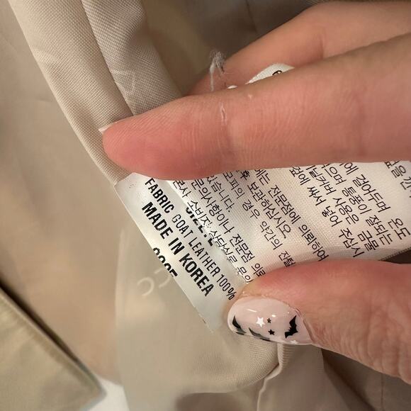 Off white cream single breasted goat leather work business blazer jacket large - Picture 4 of 4